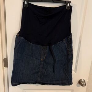 Maternity Denim Skirt with Navy Stretch Waistband